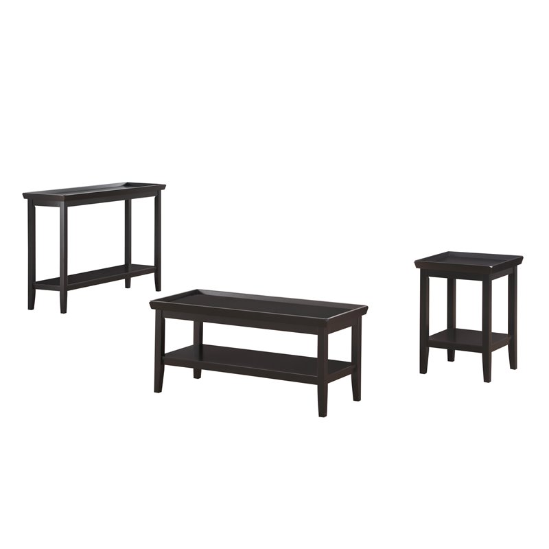 Convenience Concepts Ledgewood Coffee Table in Black Wood Finish 