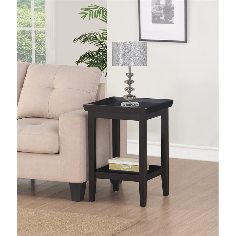 Convenience Concepts Ledgewood End Table in Black Wood Finish