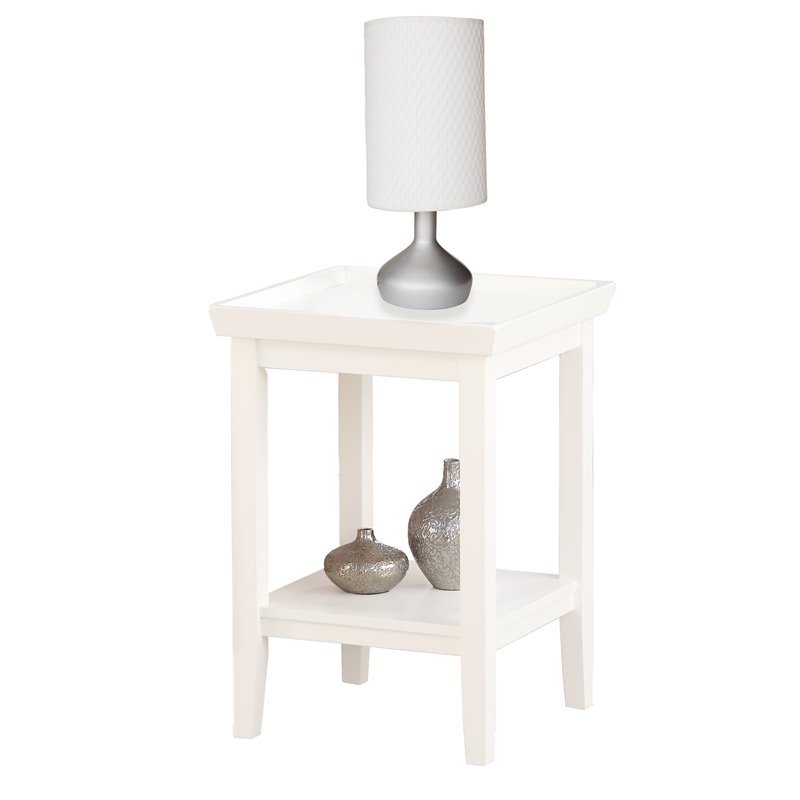Convenience Concepts Ledgewood Square End Table in White Wood Finish 