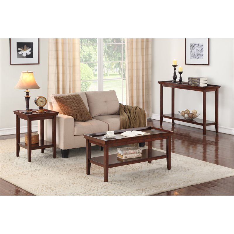 Convenience Concepts Ledgewood End Table in Espresso Wood Finish 