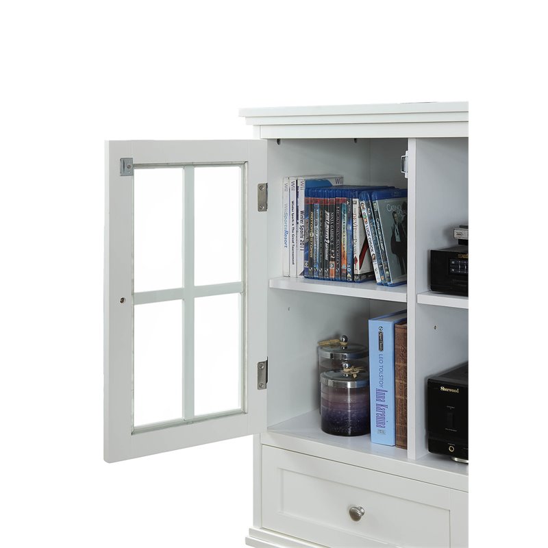 Convenience Concepts Tahoe Highboy TV Stand in White Wood Finish