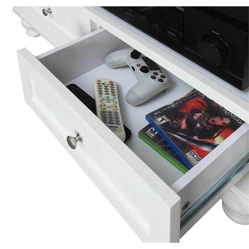 Convenience Concepts Tahoe Highboy TV Stand in White Wood Finish