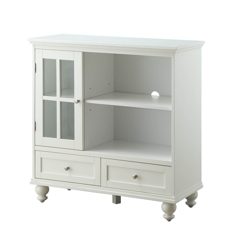Convenience Concepts Tahoe Highboy TV Stand in White Wood Finish