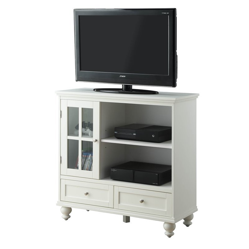 Convenience Concepts Tahoe Highboy TV Stand in White Wood Finish