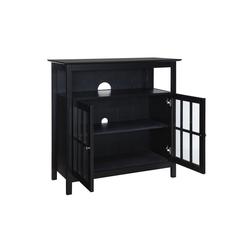 Convenience Concepts Big Sur Highboy TV Stand in Black Wood Finish
