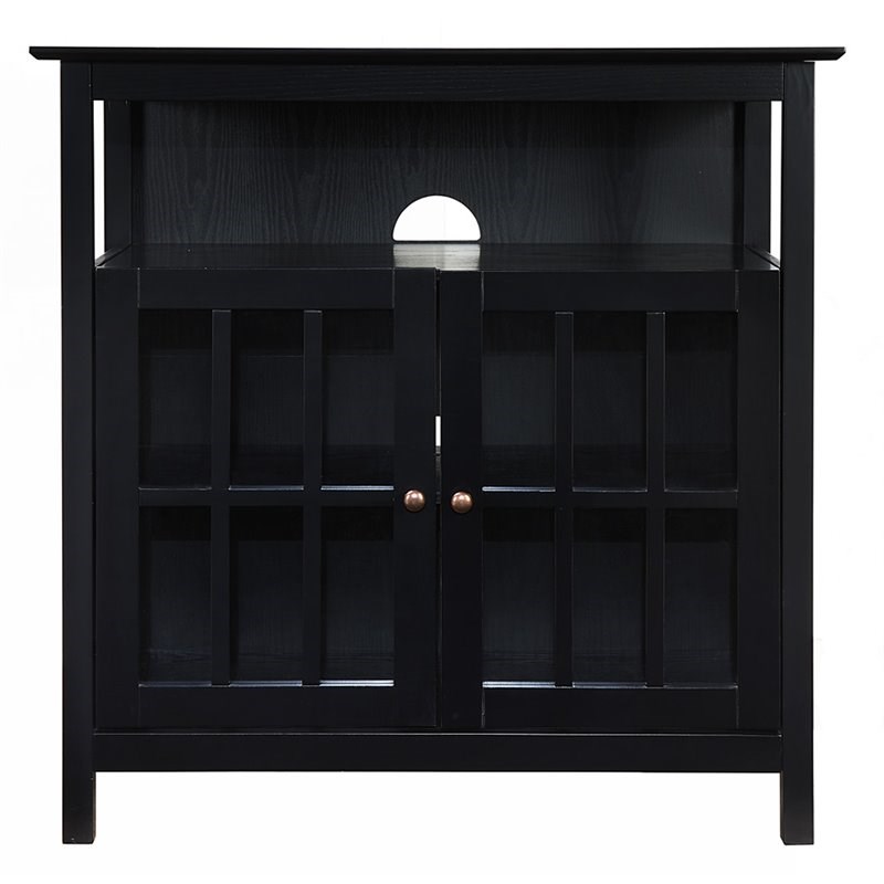 Convenience Concepts Big Sur Highboy TV Stand in Black Wood Finish