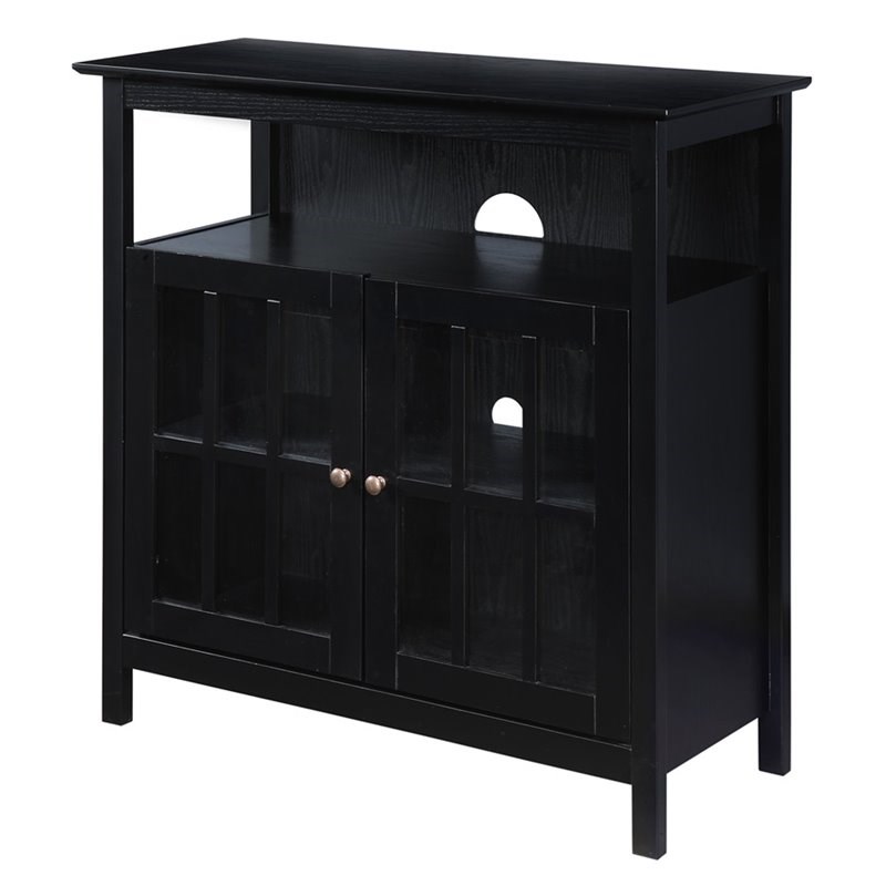 Convenience Concepts Big Sur Highboy TV Stand in Black Wood Finish