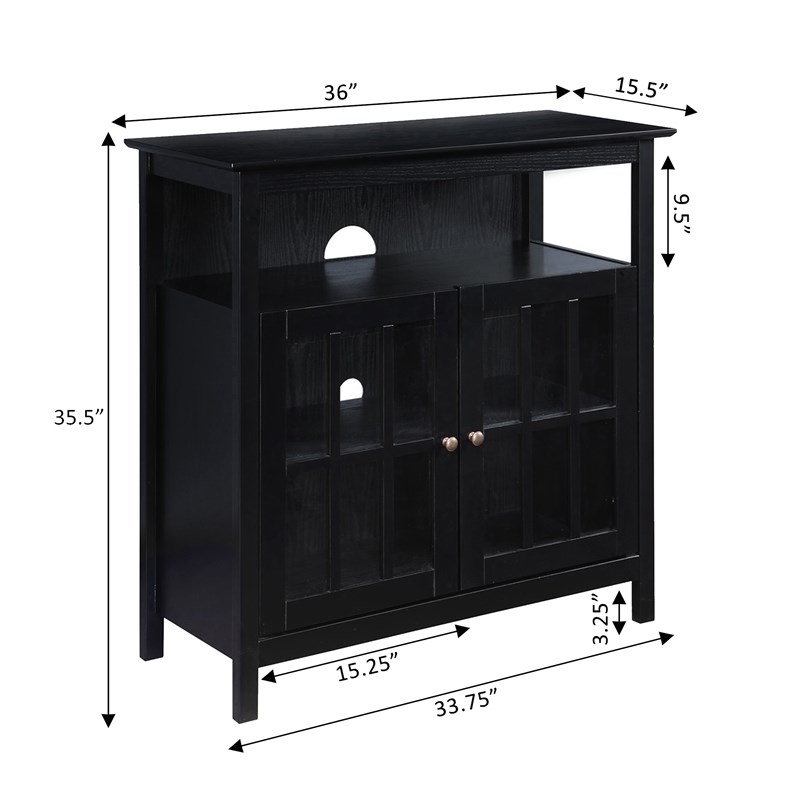 Convenience Concepts Big Sur Highboy TV Stand in Black Wood Finish