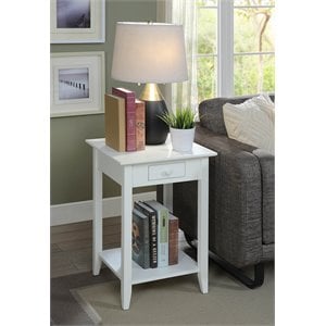 Convenience Concepts American Heritage End Table in White Wood Finish