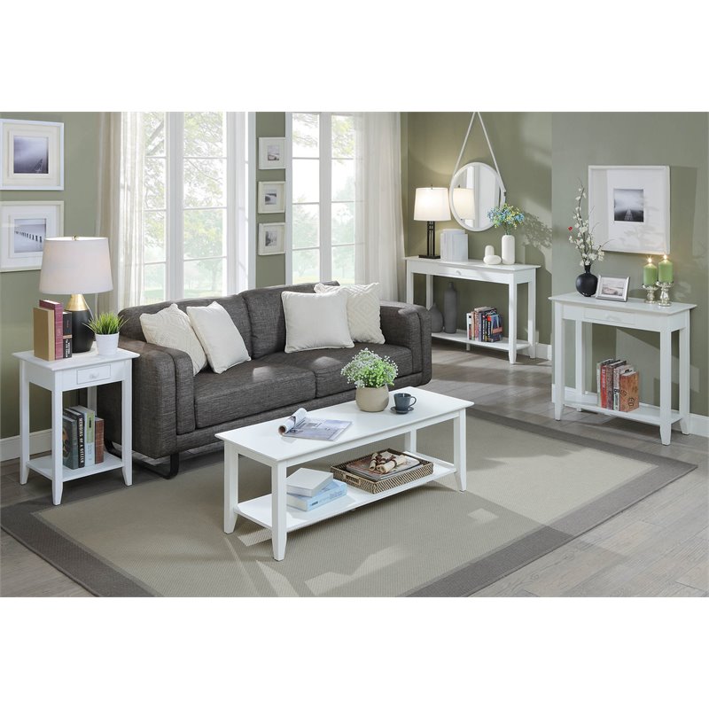 Convenience Concepts American Heritage End Table in White Wood Finish