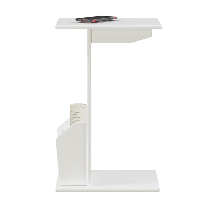 Convenience Concepts Designs2Go Abby Magazine C End Table in White Wood Finish