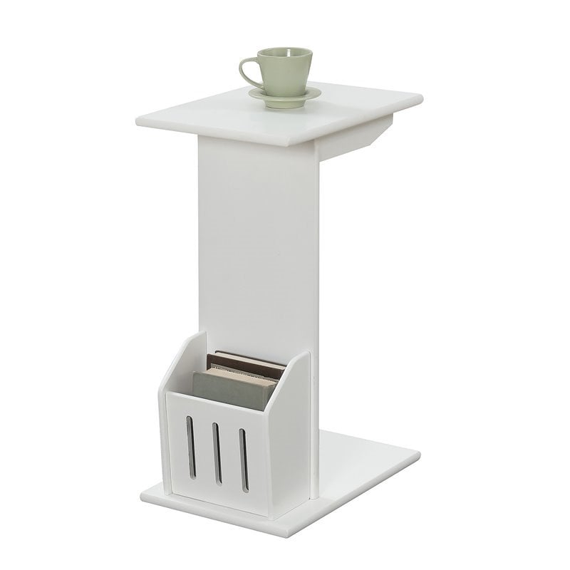 Convenience Concepts Designs2Go Abby Magazine C End Table in White Wood Finish