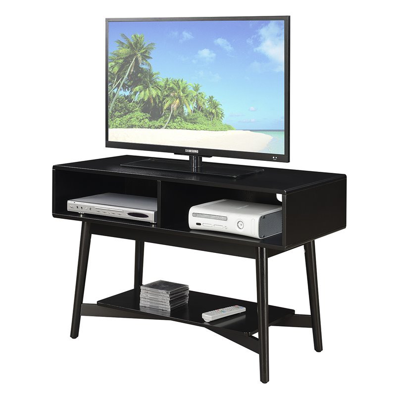 Convenience Concepts Savannah Mid Century Tv Stand In Black 7303070bl