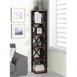 Convenience Concepts Oxford Five-Tier Corner Bookcase in Cherry and Black Wood