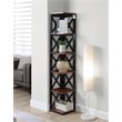 Convenience Concepts Oxford Five-Tier Corner Bookcase in Cherry and Black Wood