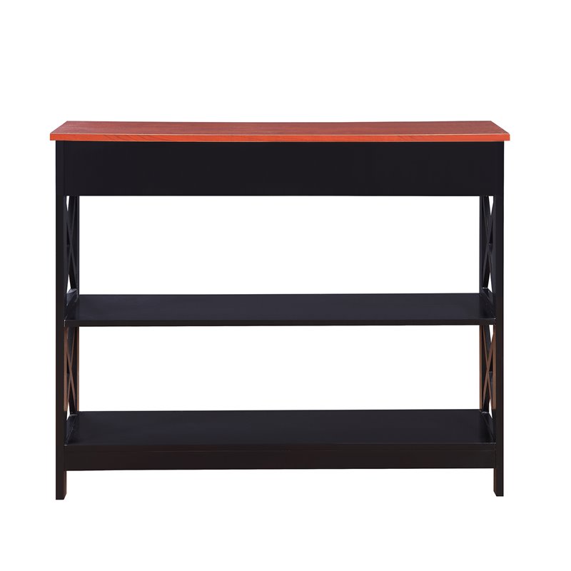 Convenience Concepts Oxford One-Drawer Console Table in Cherry and Black Wood