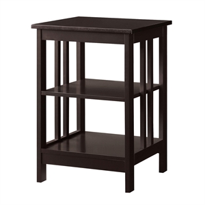 Convenience Concepts Mission Square End Table in Espresso Wood Finish