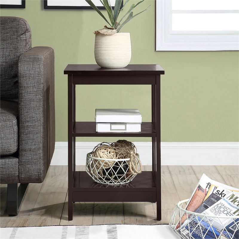 Convenience Concepts Mission Square End Table in Espresso Wood Finish