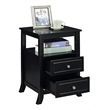 Convenience Concepts Melbourne Two-Drawer End Table in Black Wood Finish