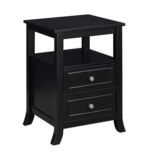 Convenience Concepts Melbourne Two-Drawer End Table in Black Wood Finish