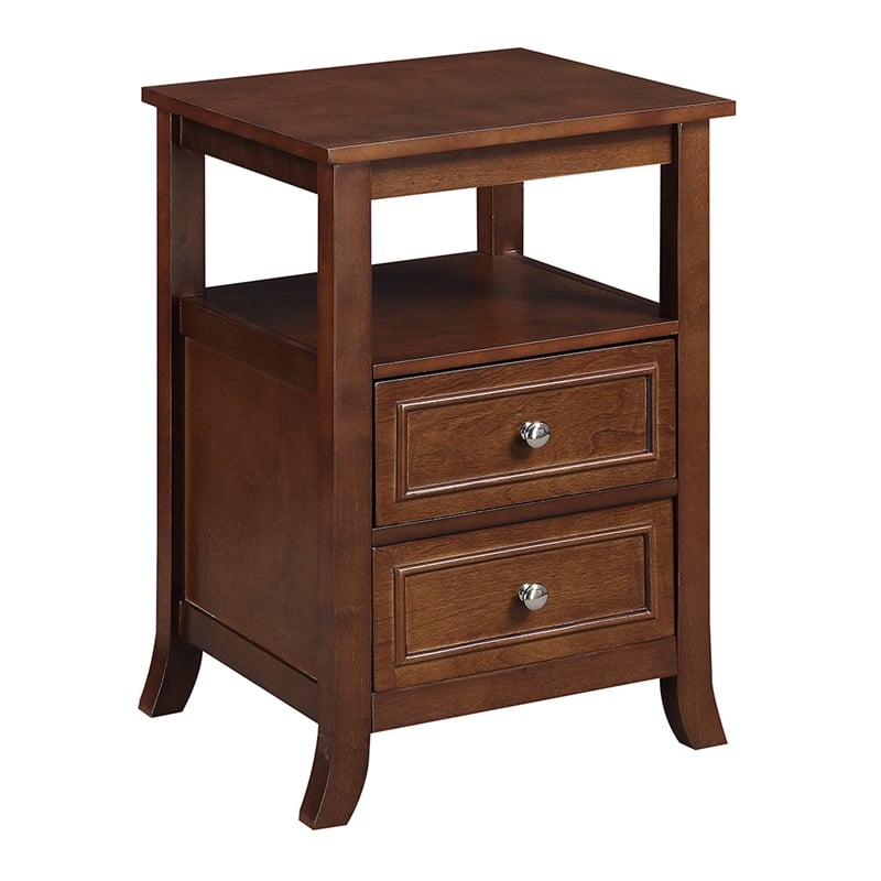 Convenience Concepts End Table Nightstand Bedside Square in Wood - Espresso