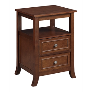 Convenience Concepts End Table Nightstand Bedside Square in Wood - Espresso