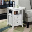 Convenience Concepts Melbourne Two-Drawer End Table in White Wood Finish