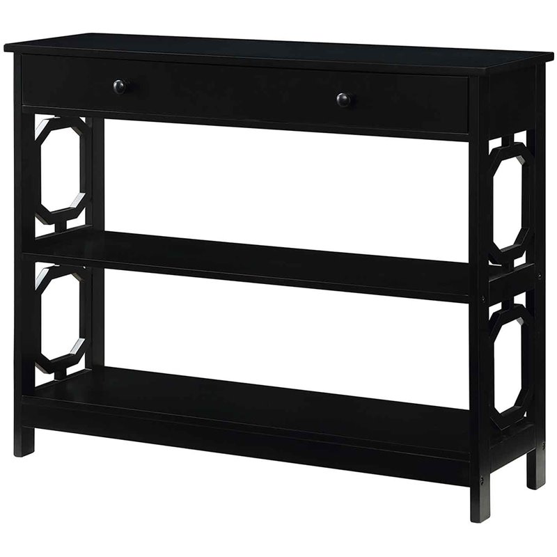 Convenience Concepts Omega Storage Console Table in Black Wood Finish