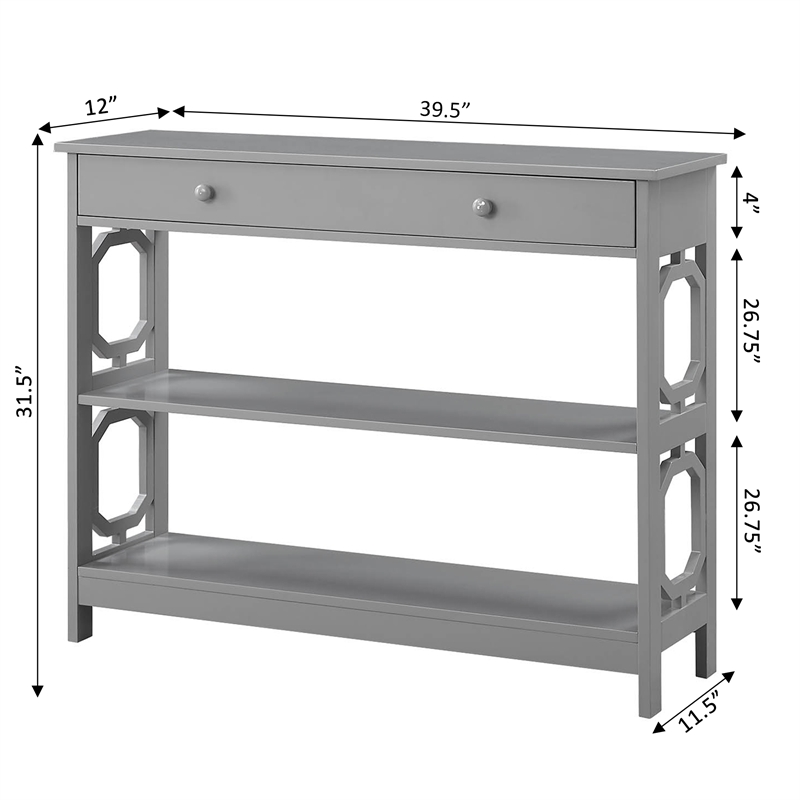 Convenience Concepts Omega Storage Console Table in Gray Wood Finish