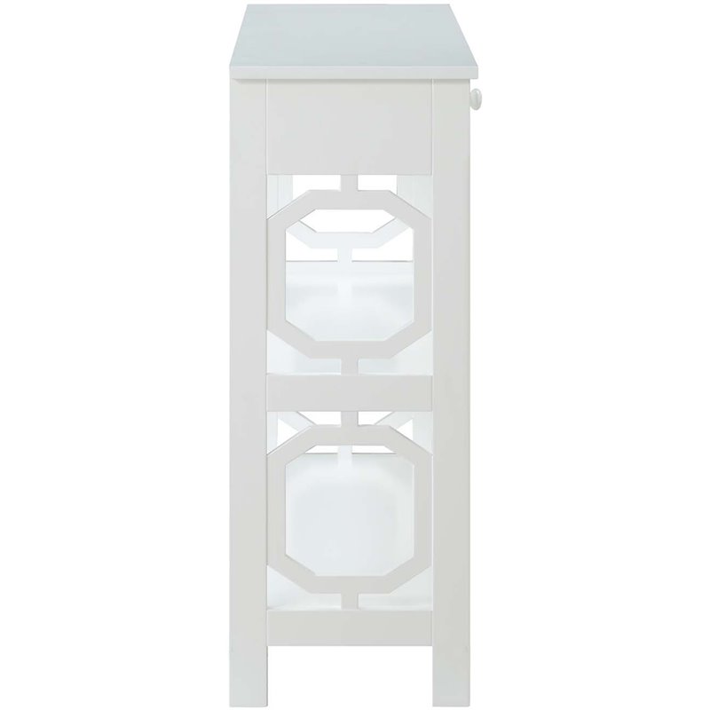 Convenience Concepts Omega Storage Console Table in White Wood Finish