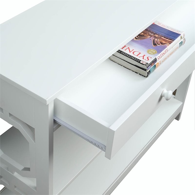 Convenience Concepts Omega Storage Console Table in White Wood Finish