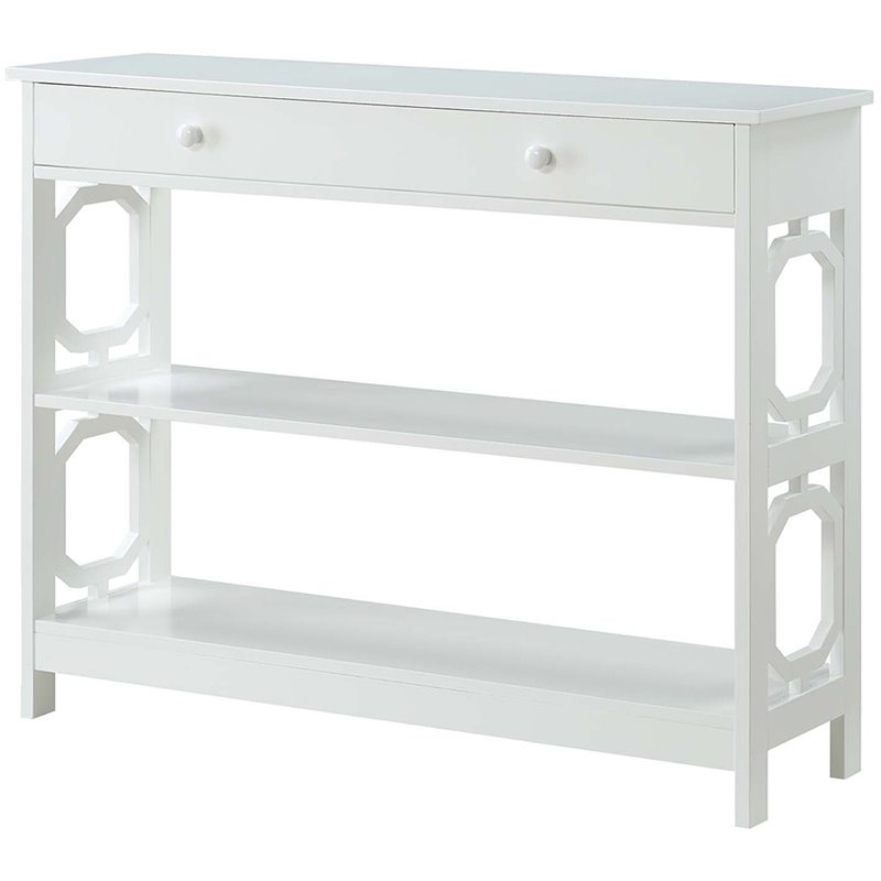 Convenience Concepts Omega Storage Console Table in White Wood Finish
