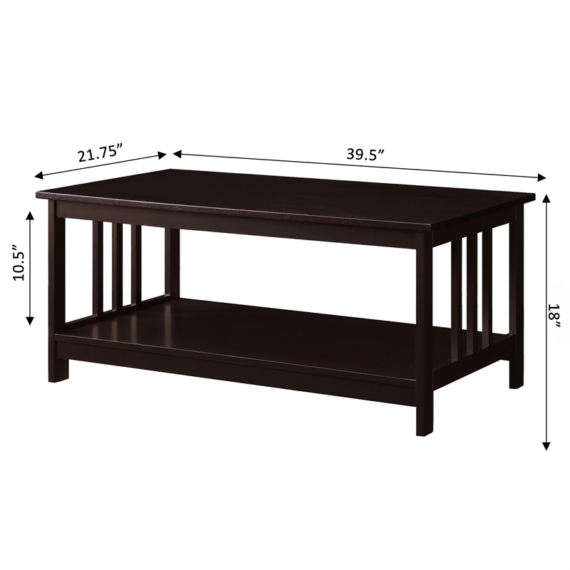 Convenience Concepts Mission Coffee Table in Espresso Wood Finish