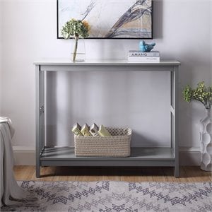 Convenience Concepts Mission Console Table in Gray Wood Finish with Shelf