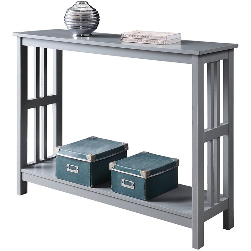 Convenience Concepts Mission Console Table in Gray Wood Finish with Shelf