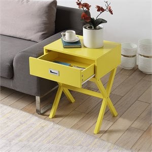 Convenience Concepts Designs2Go Landon One-Drawer End Table in Yellow Wood