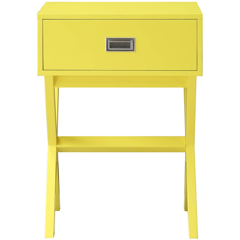 Convenience Concepts Designs2Go Landon One-Drawer End Table in Yellow Wood