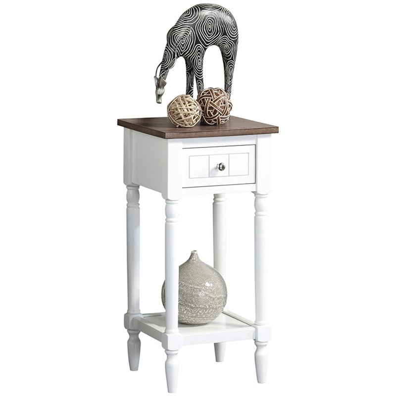Convenience Concepts End Table Nightstand Bedside Square in Wood - White