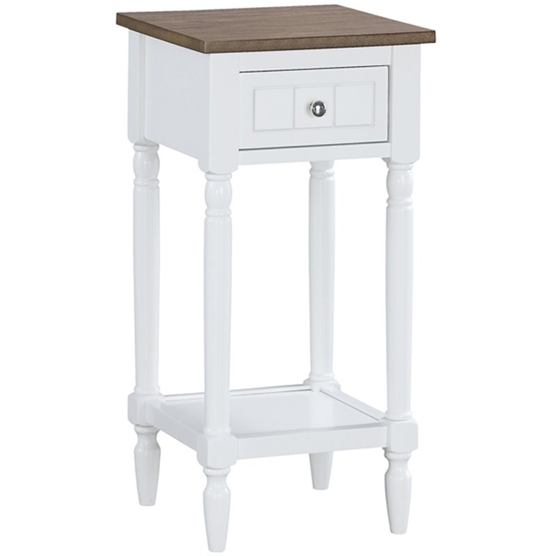 Convenience Concepts End Table Nightstand Bedside Square in Wood - White