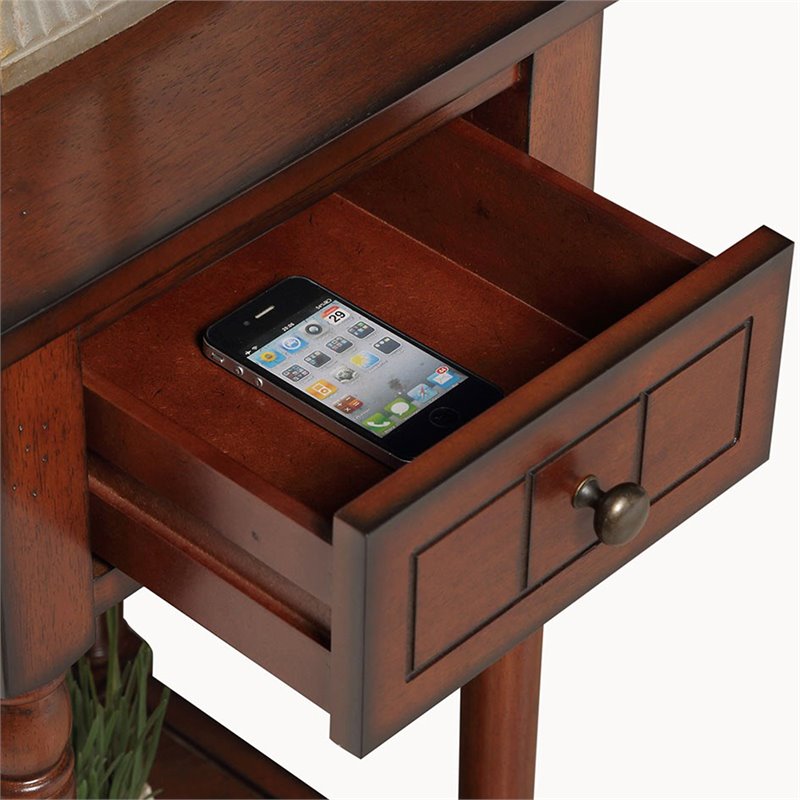 Convenience Concepts End Table Nightstand Bedside Square in Wood - Mahogany