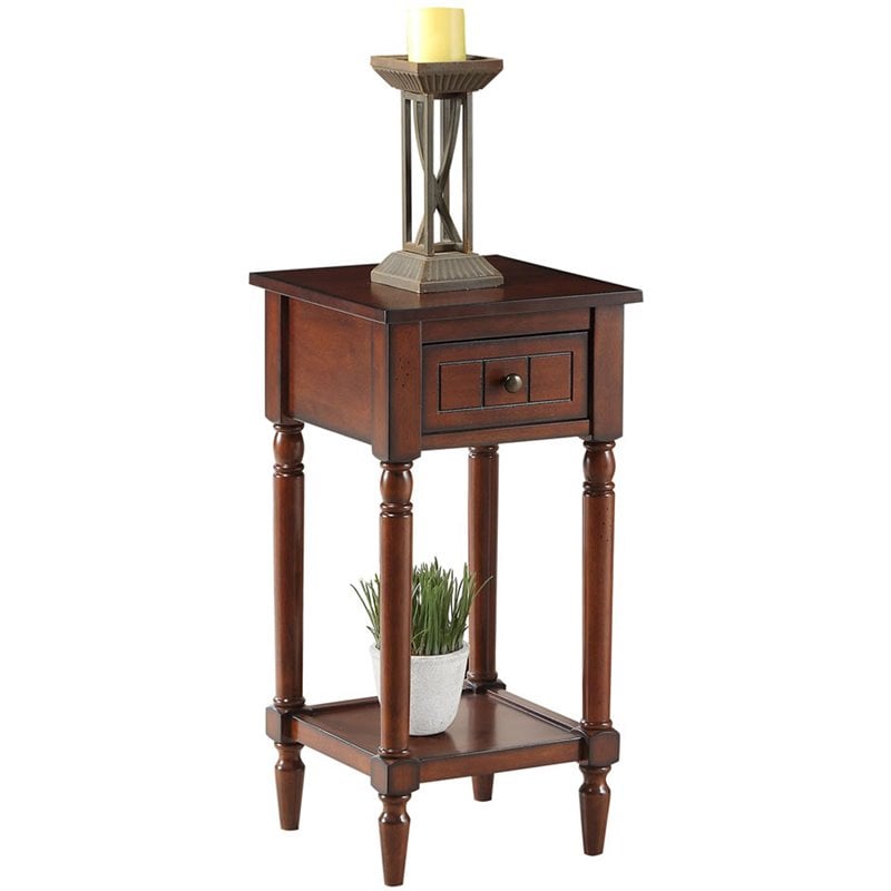 Convenience Concepts End Table Nightstand Bedside Square in Wood - Mahogany