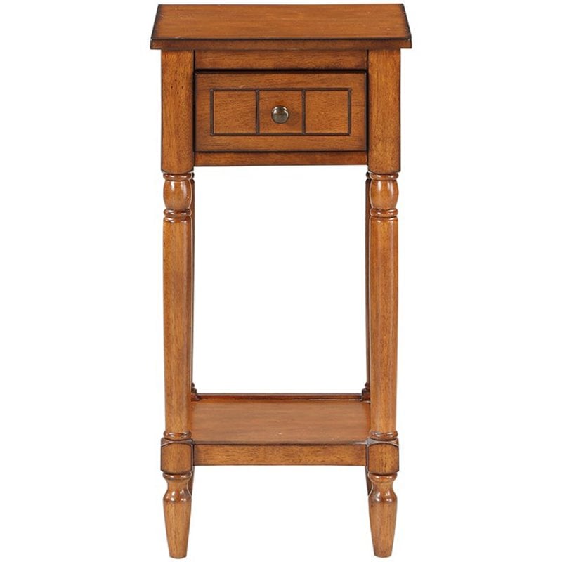 French Country Khloe One-Drawer Accent End Table in Walnut Wood Finish