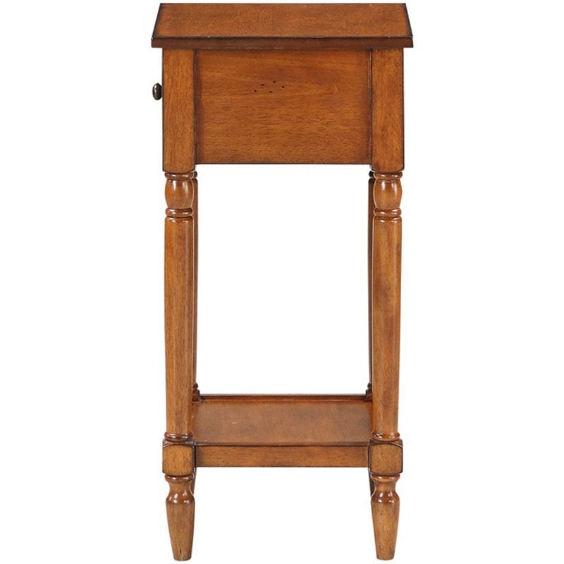 French Country Khloe One-Drawer Accent End Table in Walnut Wood Finish