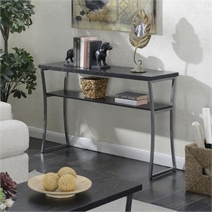 Convenience Concepts X-Calibur Console Table in Black Wood Grain and Metal Frame