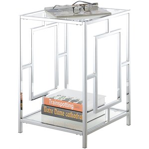 convenience concepts town square glass top end table in chrome metal frame