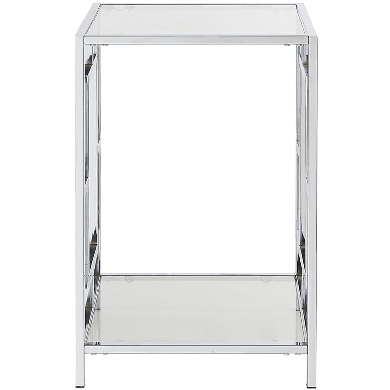 Convenience Concepts End Table Square in Glass Top and Metal - Chrome
