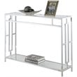 Convenience Concepts Town Square Glass Top Console Table in Chrome Metal Frame