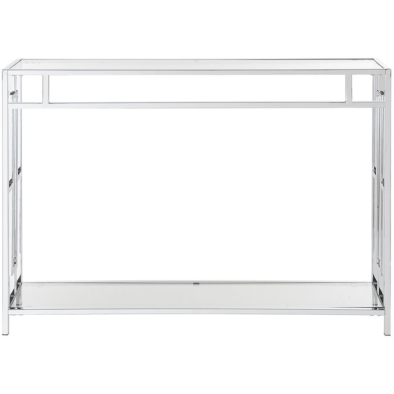Convenience Concepts Town Square Glass Top Console Table in Chrome Metal Frame