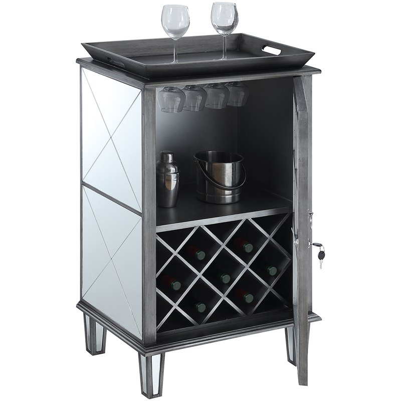 Convenience Concepts Gold Coast, Mirrored Wine Cabinet
