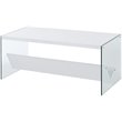 Convenience Concepts SoHo Coffee Table in White Wood Finish and Clear Glass